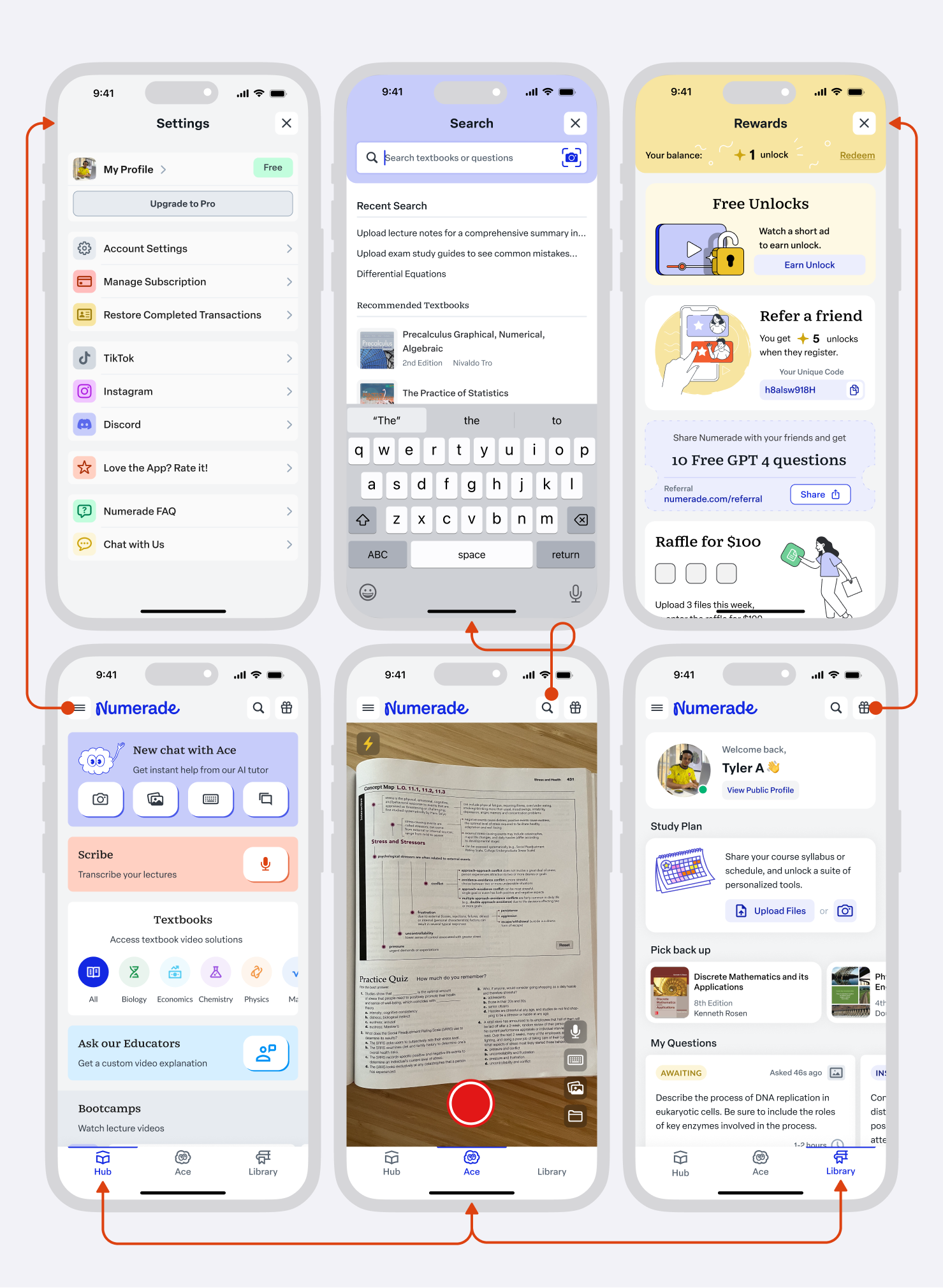 After — the redesigned home with a top navigation bar surfacing core actions